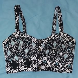 Angie 100% Rayon multi pattern button up bralette bustier crop top